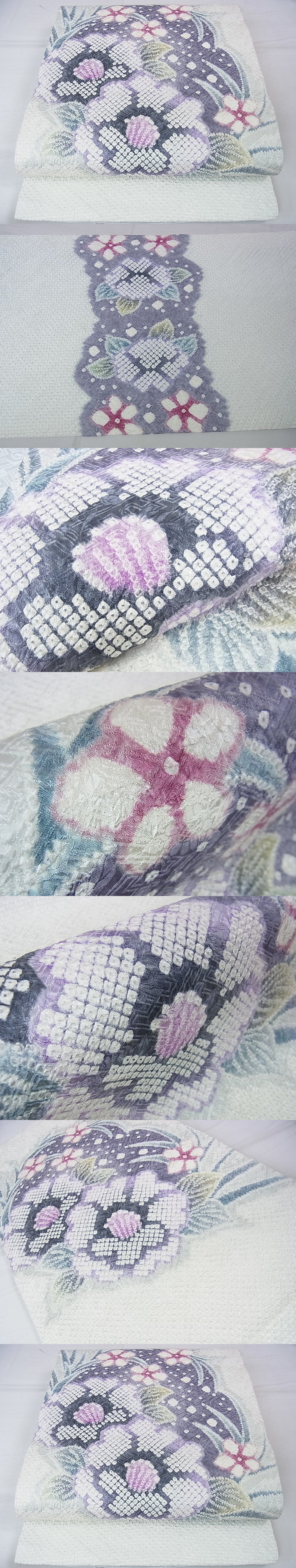 平和屋2■極上　名門　藤娘きぬたや・総絞り　九寸開き名古屋帯　草花文　逸品　DZAA0033kh4