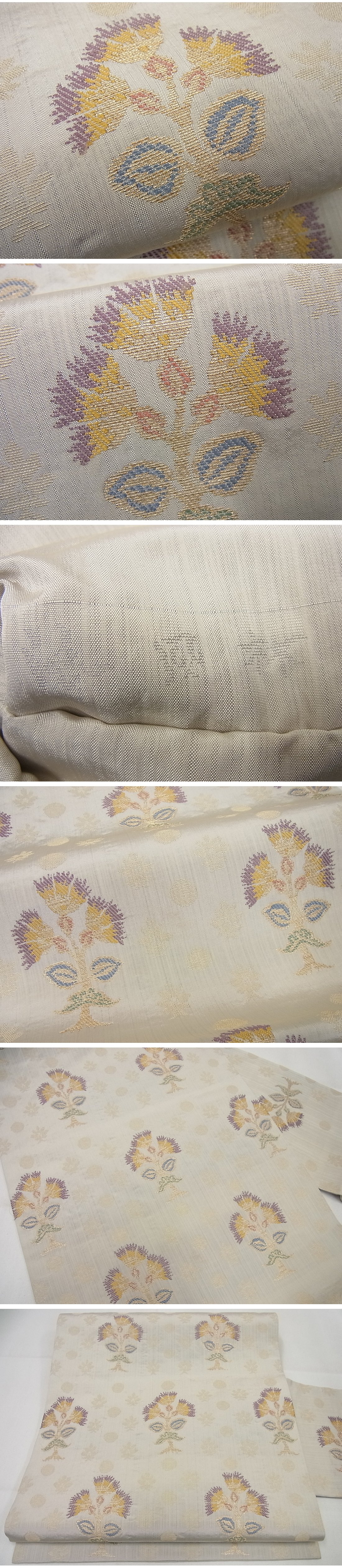 平和屋1■極上　洛風林　工芸帯地　九寸名古屋帯　枝花文　金糸　逸品4s080