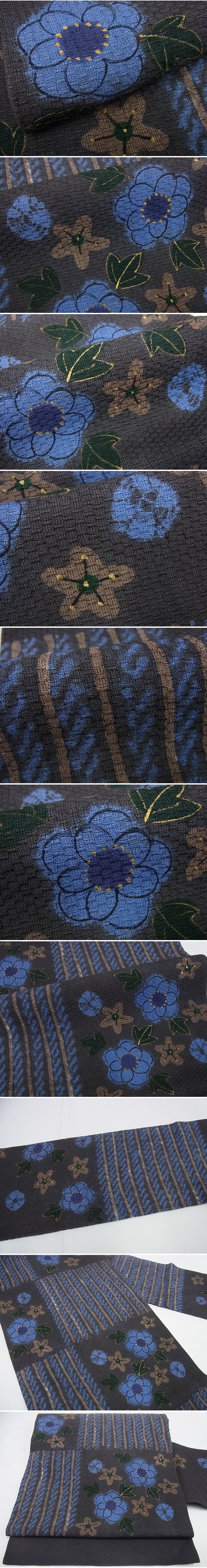 平和屋着物■希少　染色作家　山本由季　九寸名古屋帯　紬地　手描き　市松花間道　逸品3s1264