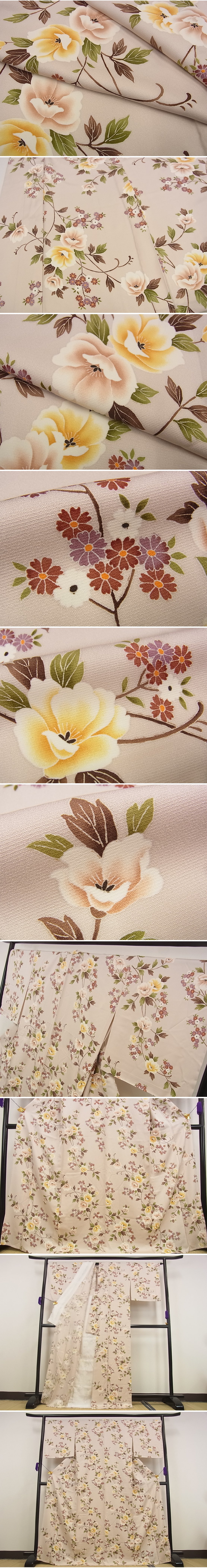 平和屋■極上　小紋　単衣　花尽くし　逸品　未使用2s175