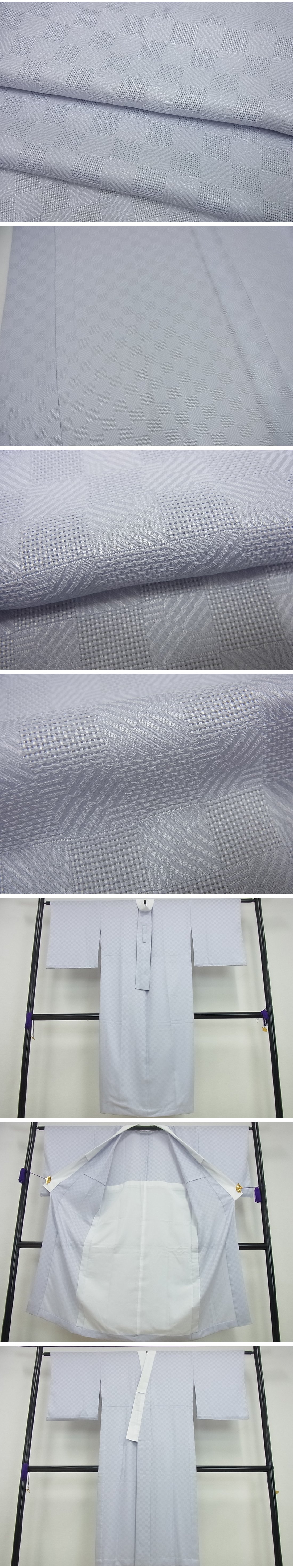 平和屋1■極上　夏物　長襦袢　無双仕立て　変わり市松紋紗　逸品3s4966